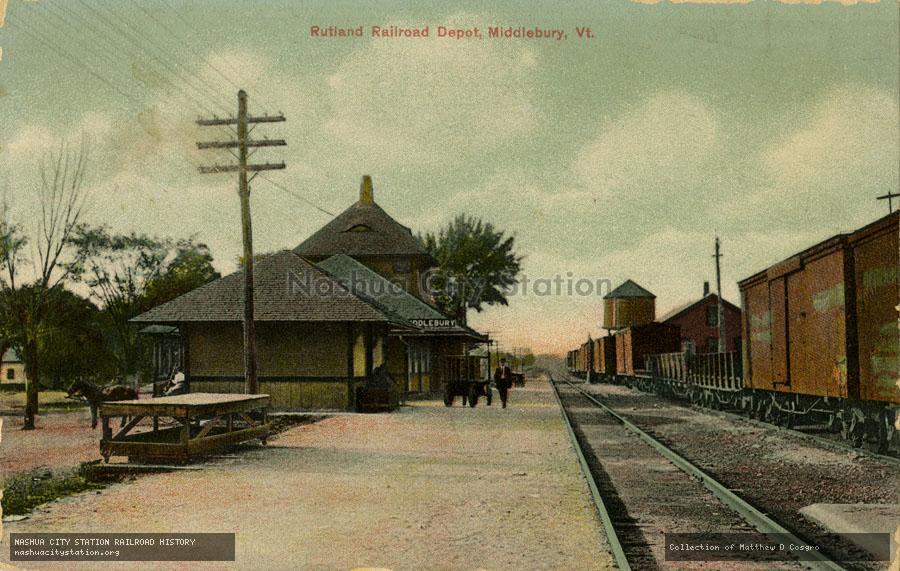 Postcard: Rutland Railroad Depot, Middlebury, Vermont